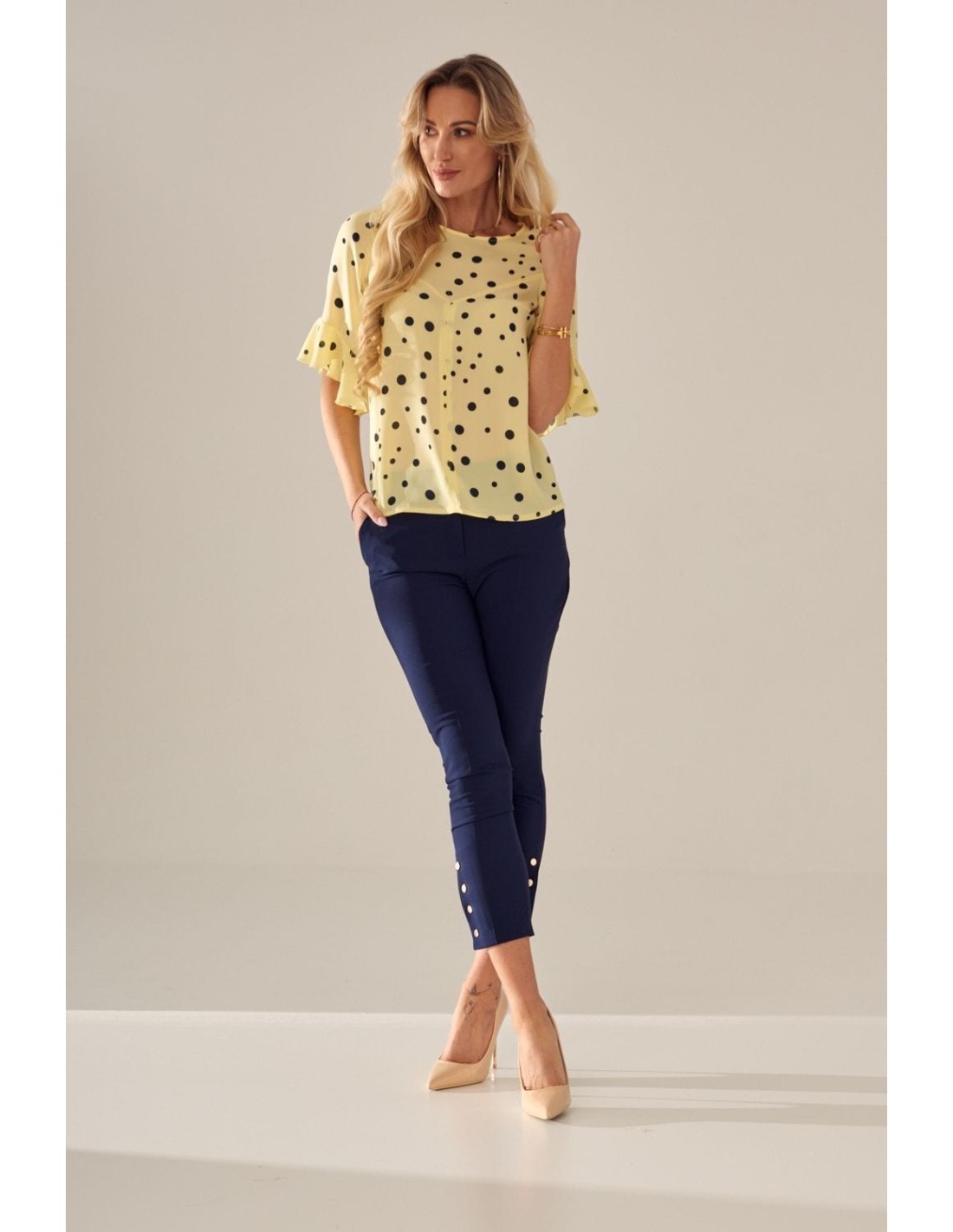 Women\'s blouse with polka dots, lemon 0467 - Online store - Boutique